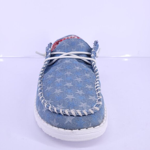Hey Dude Wendy Arlington Women’s Size 7 Stars Blue - Red and Blue Speckle Sole - Picture 2 of 14